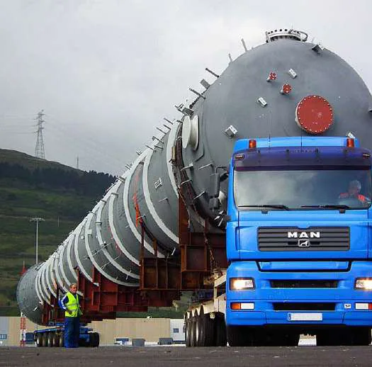 Large industrial load carried on a specialist transport vehicle
